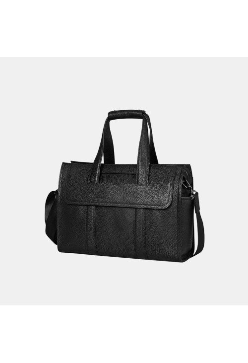 Black waterproof soft leather briefcase