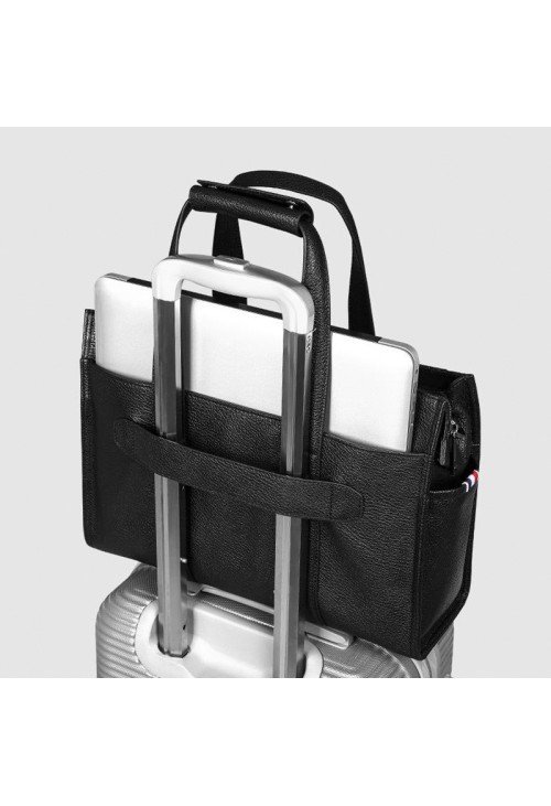 Black waterproof soft leather briefcase