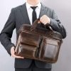 Large capacity soft leather business briefcase