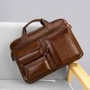 Large capacity soft leather business briefcase