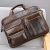 Large capacity soft leather business briefcase
