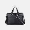 Black waxed leather durable business briefcase