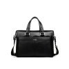 Black waxed leather durable business briefcase