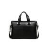 Black waxed leather durable business briefcase