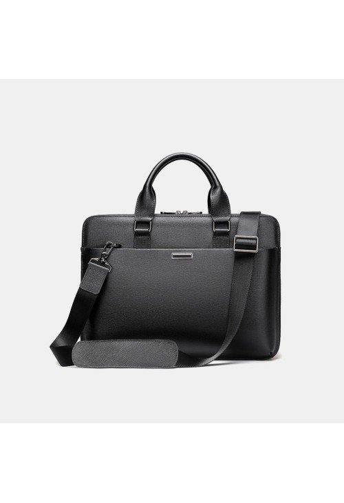Black wear-resistant and durable leather briefcase
