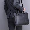 Black wear-resistant and durable leather briefcase