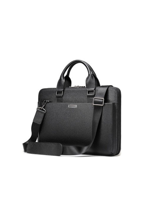 Black wear-resistant and durable leather briefcase