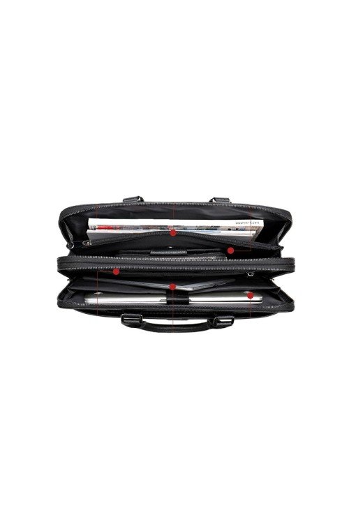 Black wear-resistant and durable leather briefcase