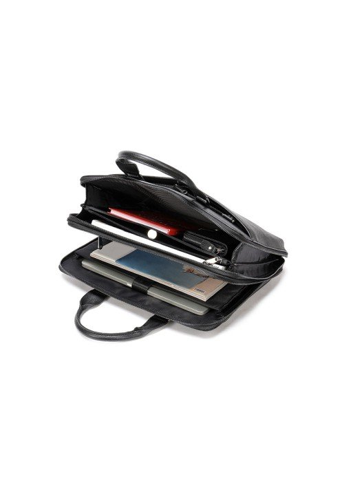 Black wear-resistant and durable leather briefcase
