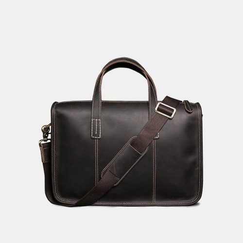 Classic hard shell leather business briefcase