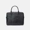 Crocodile textured leather business briefcase