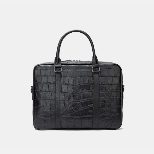 Crocodile textured leather business briefcase