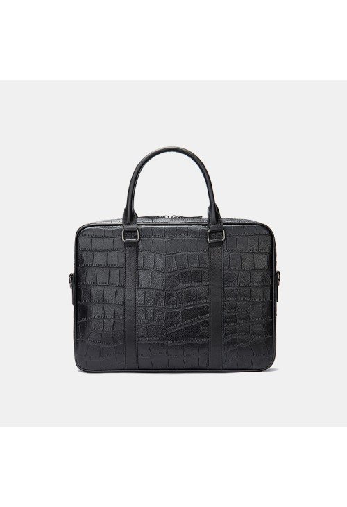 Crocodile textured leather business briefcase