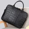 Crocodile textured leather business briefcase