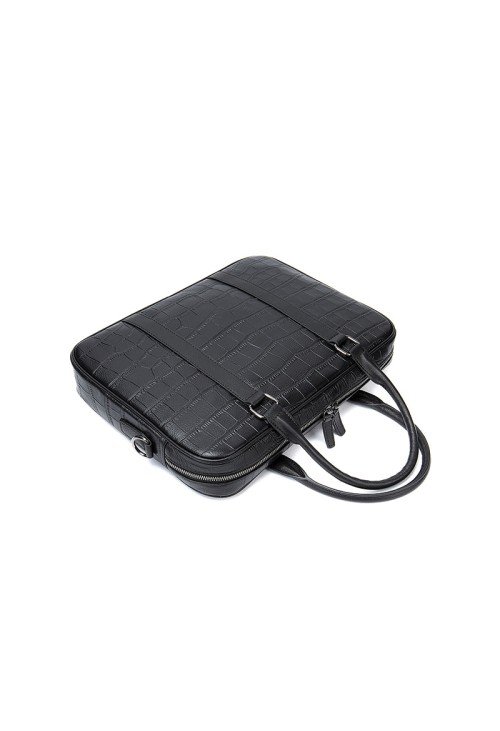 Crocodile textured leather business briefcase