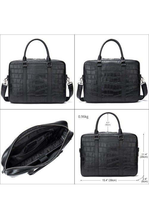 Crocodile textured leather business briefcase