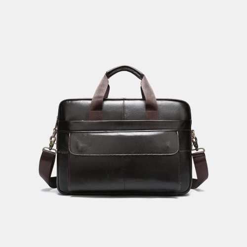 Durable hard shell leather business briefcase