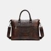 Crocodile textured leather waterproof briefcase