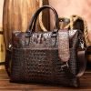 Crocodile textured leather waterproof briefcase