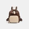 Lightweight and simple contrast leather backpack