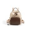 Lightweight and simple contrast leather backpack