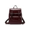 Portable vintage smooth leather backpack