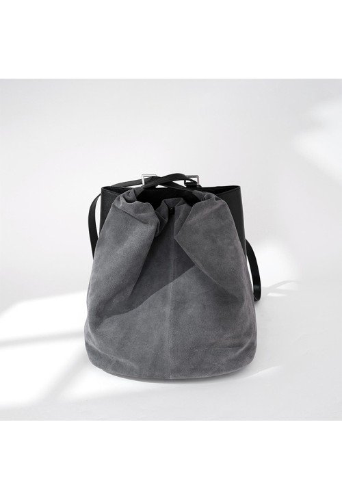 Soft suede large capacity bucket backpack