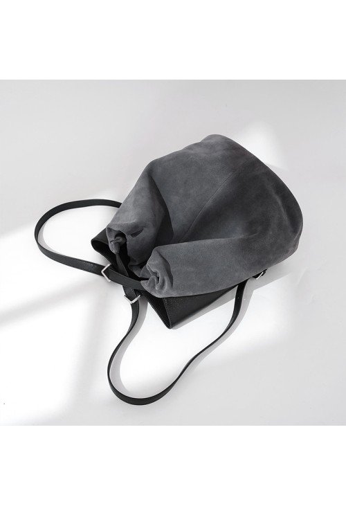 Soft suede large capacity bucket backpack