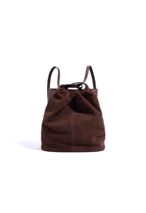 Soft suede large capacity bucket backpack