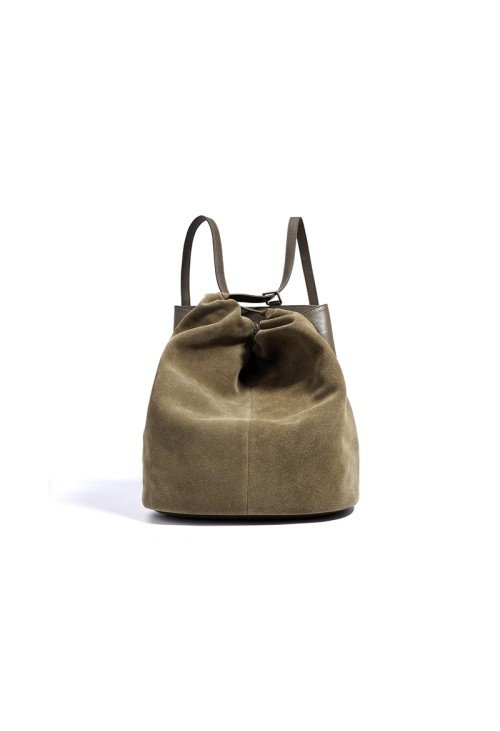 Soft suede large capacity bucket backpack