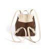 Luxe contrast color large capacity leather backpack