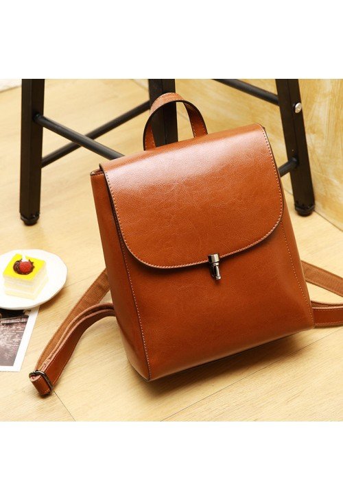 Simple and elegant smooth leather backpack