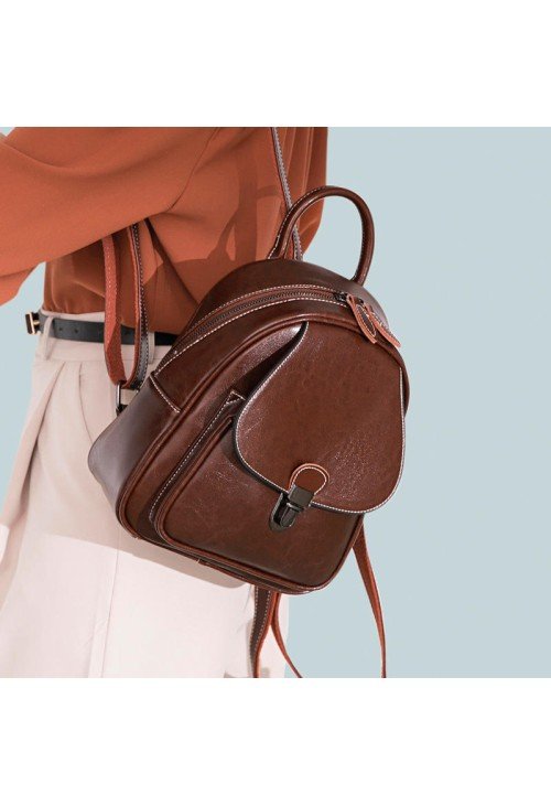 Waterproof vintage waxed leather backpack
