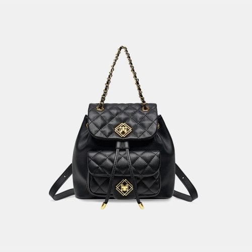 Lightweight luxury checkered leather backpack