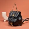 Lightweight luxury checkered leather backpack