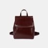 Classic simple waxed leather backpack