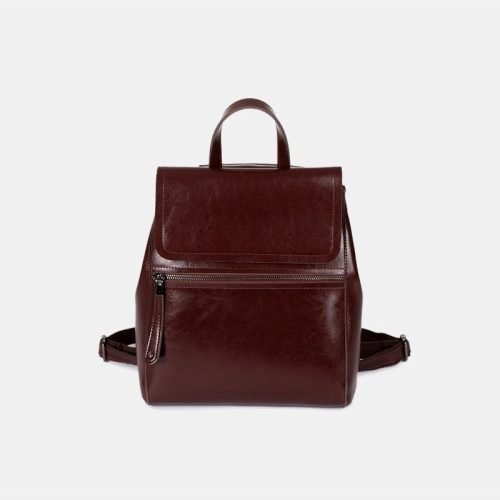 Classic simple waxed leather backpack