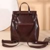 Classic simple waxed leather backpack