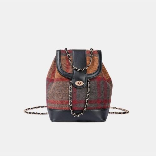 Vintage suede chain flap backpack