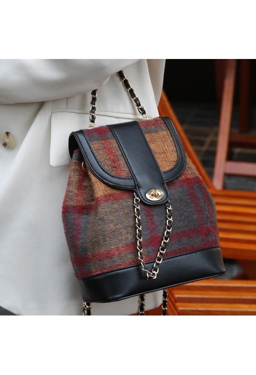 BP29-2-500x731-1 Vintage suede chain flap backpack