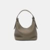 Half-moon shape soft pebbled leather handbag
