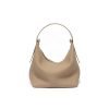 Half-moon shape soft pebbled leather handbag