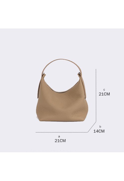 Half-moon shape soft pebbled leather handbag