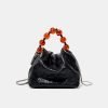 Vintage beaded satin leather handbag
