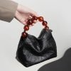 Vintage beaded satin leather handbag