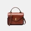 Luxurious smooth leather flap handbag