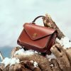 Luxurious smooth leather flap handbag