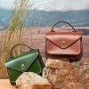 Luxurious smooth leather flap handbag