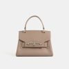 Simple genuine leather lock ladies handbag