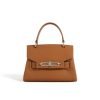 Simple genuine leather lock ladies handbag